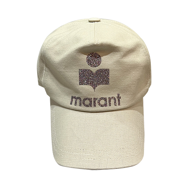 Isabel Marant TYRONY Glitter Logo Baseball Cap Ecru 23EC  display picture 3